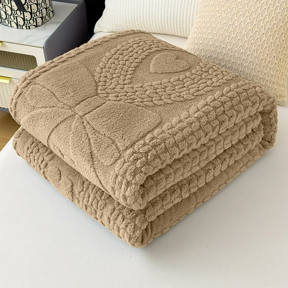 Manta Raschel de doble capa, suave, cálida y gruesa | Ropa de cama de invierno de felpa de poliéster, 100 x 70 cm | Funda de sofá cama acogedora con diseño de rayas | Azul, gris, verde y marrón
