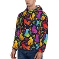 thumbnail image 3 of Wukai Colorful Cats Print Men Hoodies Fleece Sweatshirts Long Sleeve Sweaters Pullover Fall Outfits Winter Clothes-Small, 3 of 7