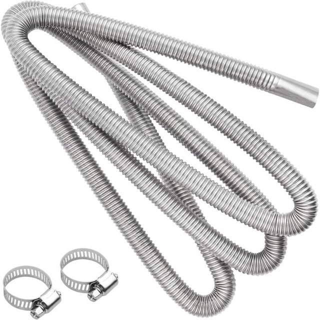 Flexible Exhaust Pipe 300 cm, Compatible with Car, Stainless Steel Clamps Included