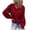 Red, variant on Kiplyki Christmas Women's Long Sleeve Shirts Casual Solid Color V-Neck Long Sleeve Threaded Top Blouse