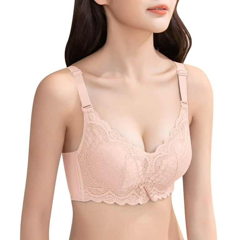 JDEFEG Bra Set Womens Bras No Underwire Padded Lace Adjusted Lingerie  Women's Thickened Bra with Small and Large Side Underwear Women Push Up  Bras for