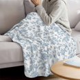 thumbnail image 3 of Light Blue Flower Blanket Soft Cozy Warm Throw Blanket for Couch, Plush Fuzzy Flannel Fleece Blankets for Sofa, Vintage Farmhouse Boho Leaf Spring Bed Blankets Lightweight Gifts for Women, 32"x48", 3 of 9