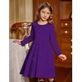 thumbnail image 3 of Oudiya Girls Button Down Dresses Midi Long Sleeve A-line Casual Dress with Pockets, 4-14Y, 3 of 7