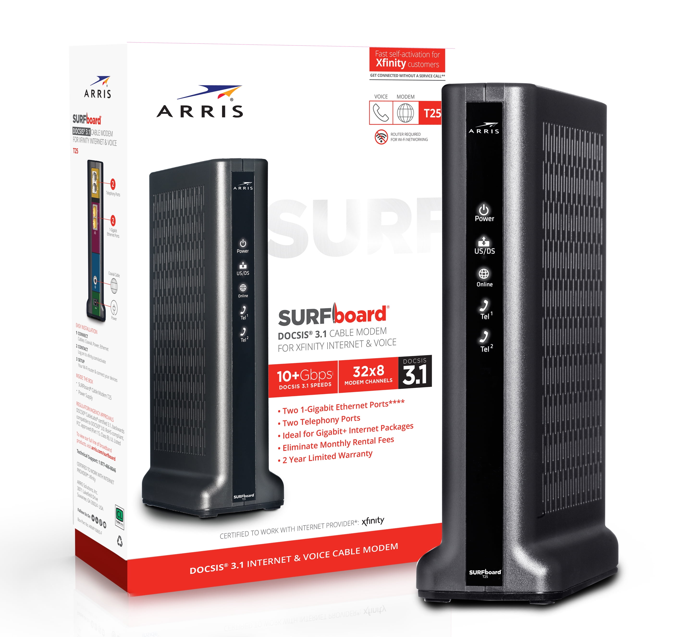 ARRIS Surfboard 32x8 DOCSIS 3.1 Cable Modem for Xfinity Internet & Voice -  Walmart.com
