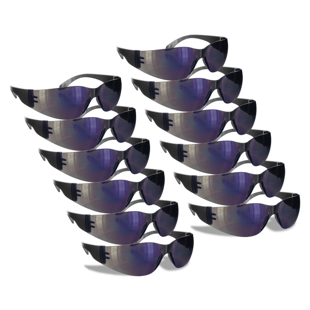Rugged Blue Diablo Safety Glasses Blue Mirror Lens 3PK