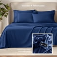 thumbnail image 5 of Bare Home Luxury Bed Sheet Set - Premium 1800 Collection - 6 Piece - King, Dark Blue, 5 of 9