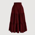 thumbnail image 3 of Women's Flowy Long Skirt Elastic High Waist Retro Pleated A-Line Flared Maxi Skirts Beach Vacation Outfits, 3 of 5