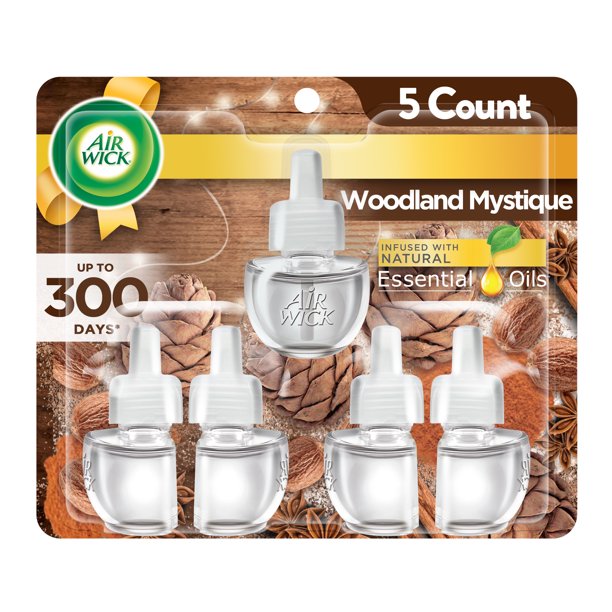 Air Wick Plug In Refill, 5ct, Woodland Mystique, Scented Oil, Air