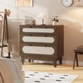 thumbnail image 4 of Commode Moderne en Rotin à 3 Tiroirs pour Chambre – Armoire de Rangement en Bois Robuste avec Poignées, Trousse Anti-Basculement, Coffre d'Appoint pour Entrée, Salon, Couloir – Bois Foncé, 4 of 8