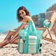 thumbnail image 2 of Juguetes de playa Bolsa de playa de malla con cremallera y un total de 9 bolsillos Gran playa Tote Sandproof Almacenamiento Bolsa de viaje Negro y Verde Incluye 1 bolsillo para el teléfono móvil, 2 of 3