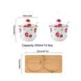 thumbnail image 3 of Hand Drawn Pattern Sugar Bowl With Lid, Ceramic Teacup Shape Sugar Pot, Coffee Accessories, Sugar Pourer, Kitchen Storage-Red Strawberry-2 Set, 3 of 8