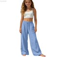 thumbnail image 2 of Liyamei Girls Wide Leg Sweatpants with Drawstring and Double Layer Pleats for Casual Sport Size 4-10 Years, 2 of 6