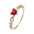 thumbnail image 2 of Ziurtnc Women Wedding Ring Heart Rhinestone Hollow Out Polished Lightweight Electroplated Prom Party Finger Ring Engagement Ring Lady Finger Jewelry, 2 of 7