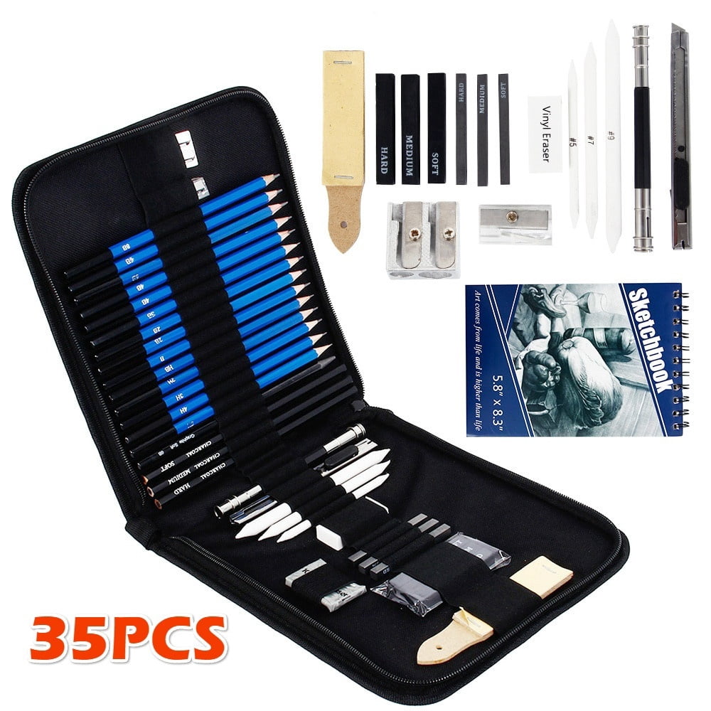 Vensio -Professional 35pcs Sketching and Drawing Pencils Set with A5 Sketchbook, Complete Artist Pencil Kit with Graphite and Charcoal, Art Supplies for Beginners