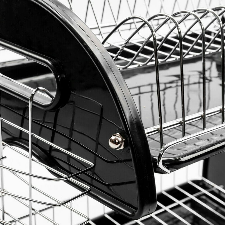 Dish Drying Rack, 2 Tier Dish Drainer Easy Install Non-Slip Dish