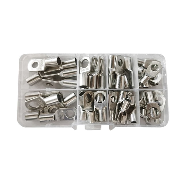Juego de 60 terminales de cable para cables de 6-25 mm2, terminales de cable de cobre estañado, extremos de cable de batería, terminales de cable de anillo de engarce