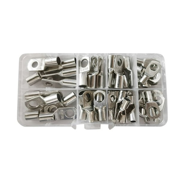Juego de 60 terminales de cable para cables de 6-25 mm2, terminales de cable de cobre estañado, extremos de cable de batería, terminales de cable de anillo de engarce
