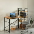 thumbnail image 2 of Wood and Metal Industrial Home Office Computer Desk with Bookshelves, Natural, 2 of 5