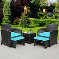 thumbnail image 1 of Costway Ensemble de Mobilier de Terrasse en Rotin Osier 5 Pcs Canapé Ottoman Coussin Turquoise, 1 of 9