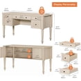 thumbnail image 3 of WAMAPT Farmhouse Desk, Executive Home Office Desk, Charging Station, Wood Computer Desk, 5 Drawers, File Cabinet Storage, Door, Open Shelf, Study and Work,Light Oak, 3 of 8