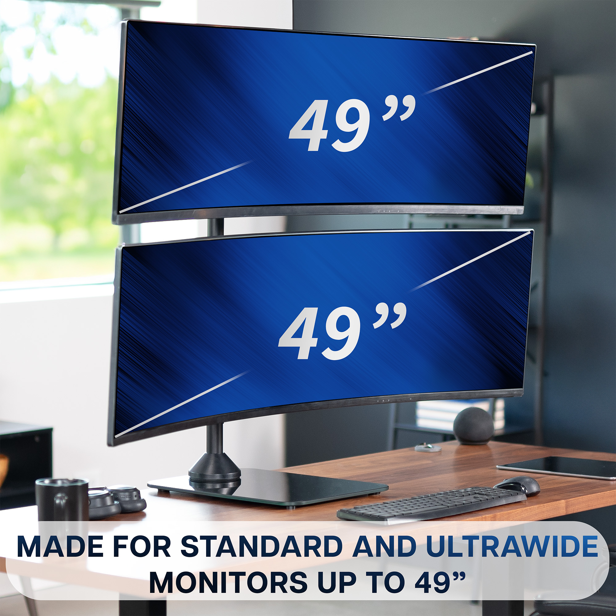 VIVO Dual Ultrawide Monitor Desk Stand with Glass Base, 2 Screens up to 49"