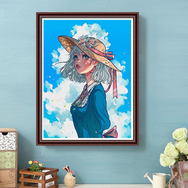 Cuadros Decorativos 5D bricolaje taladro redondo completo diamante pintura dibujos animados chica Kit hogar decoración arte artesanía Wdftyju embutido en tela