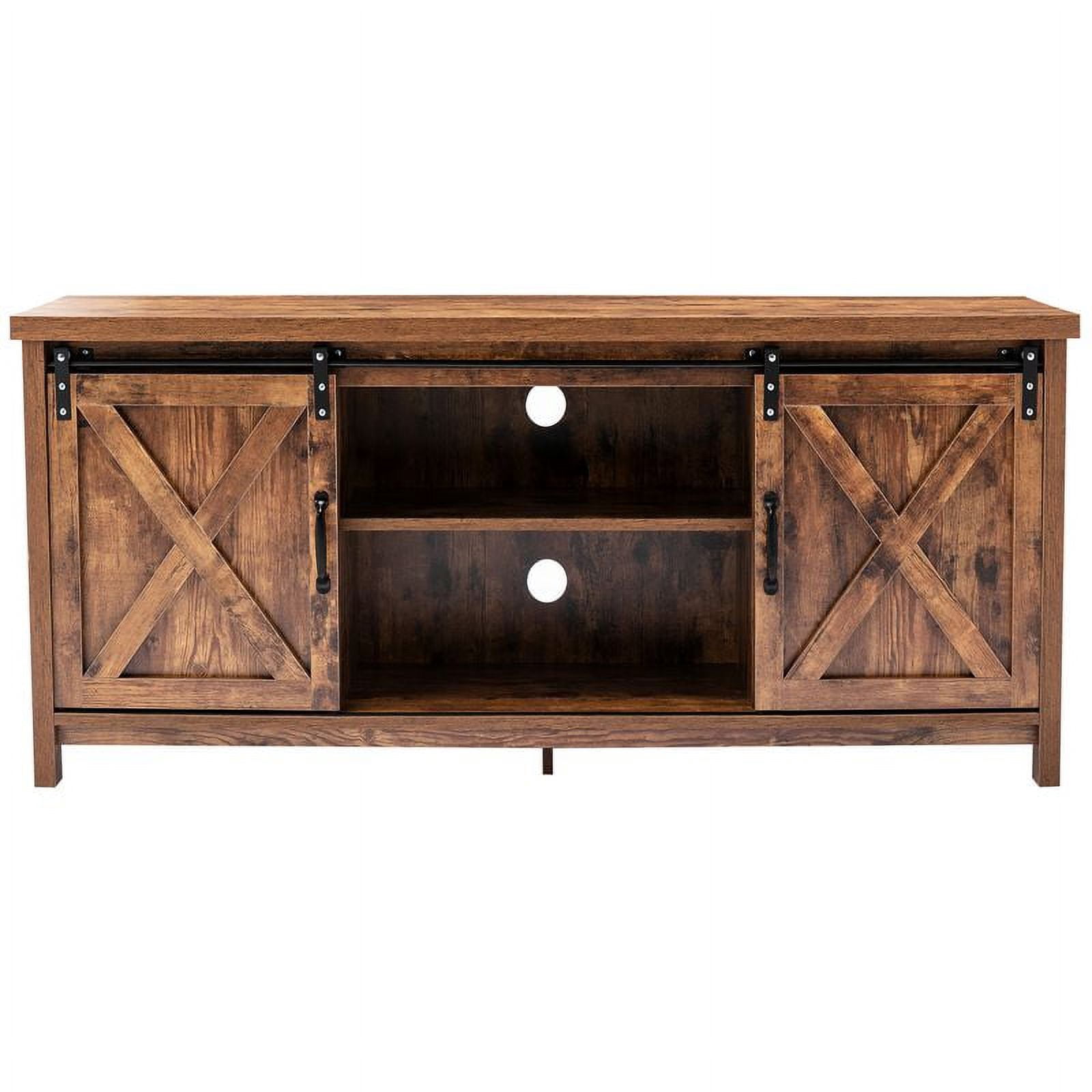 Yaoping 58" Farmhouse Sliding Barn Door TV Stand for TVs Up to 65" Television Cabinet(Rustic Brown)
