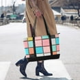 thumbnail image 4 of FORMRS Canvas Laptop Tote Bag for Women with 15.6" Computer Compartments Shoulder Handbag, Colorful Checkered Pattern, 4 of 7