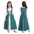 thumbnail image 6 of iiniim Kids Girl's Renaissance Dress up Halloween  Fancy Medieval Gothic High Waist Gown Maxi Dress Green 16, 6 of 7
