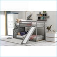 thumbnail image 2 of Twin Over Twin Bunk Bed with Convertible Slide & Stairway - Solid Wood & MDF, Space-Saving Gray Finish for Second Bedroom, 2 of 13