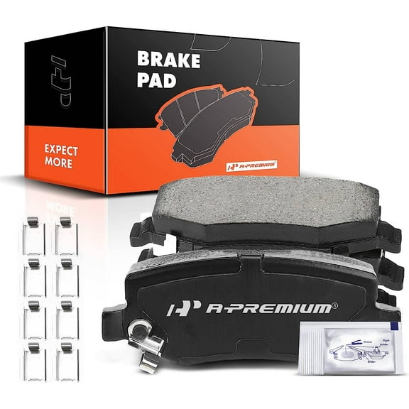 A-Premium Rear Ceramic Disc Brake Pads Set Compatible with Select Dodge and Jeep Models - Nitro 2007-2011, Liberty 2008-2012, Wrangler 2007-2017, Wrangler JK 2018, with Hardware, 4 Pcs