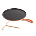 thumbnail image 1 of Chuck Hughes Cast Iron Crepe Pan with Wood Rake, 27 cm (10 in.) Orange, 1 of 1