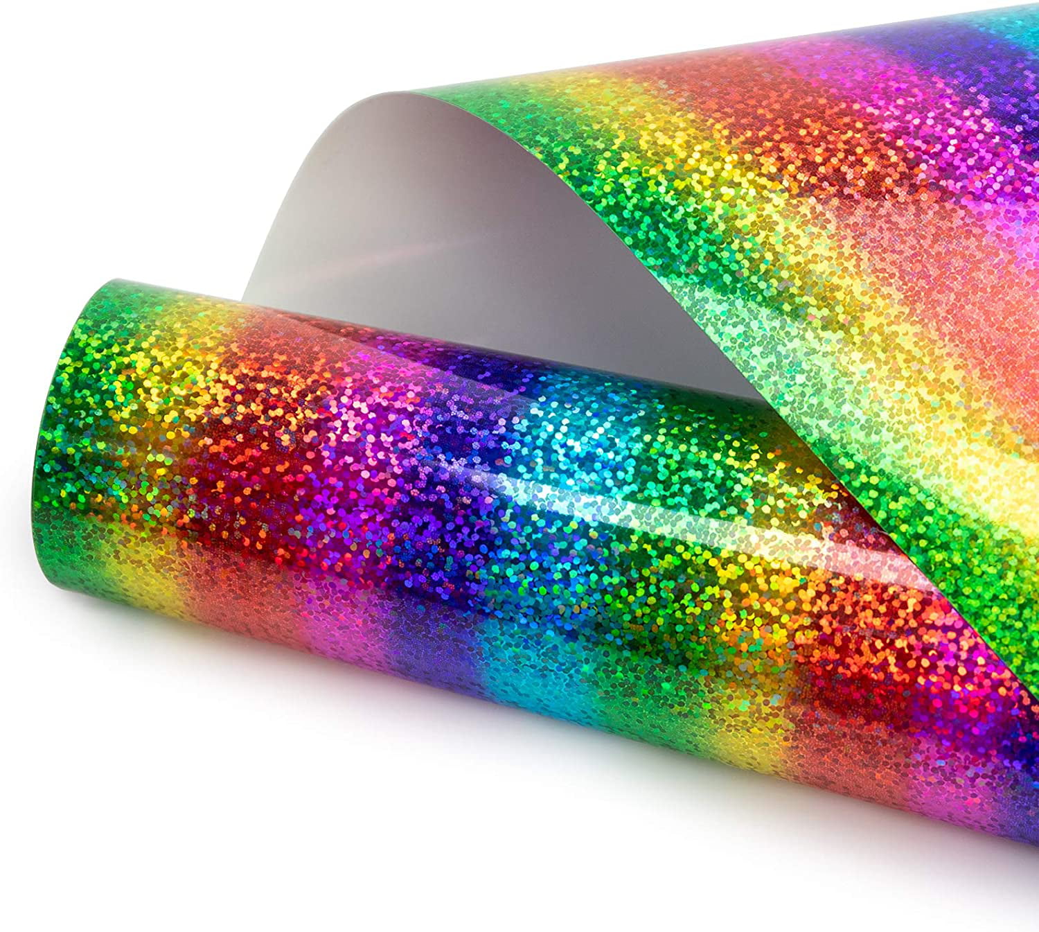 Crystal Gold 、Crystal Silver Holographic Heat Transfer Vinyl Rainbow Stripe Multi Heat Press Patterned Vinyl for DIY Iron On Clothing and Other Fabric 12x10 6 Sheets/Bundle 