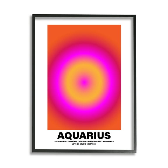 Stupell Industries Funny Aquarius Astrology Abstract Painting Black Framed Art Print Wall Art, 24 x 30