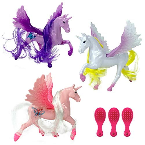 12 Pack Plastic 4 Inch Unicorn Figures Mini Toy Unicorns Figurines