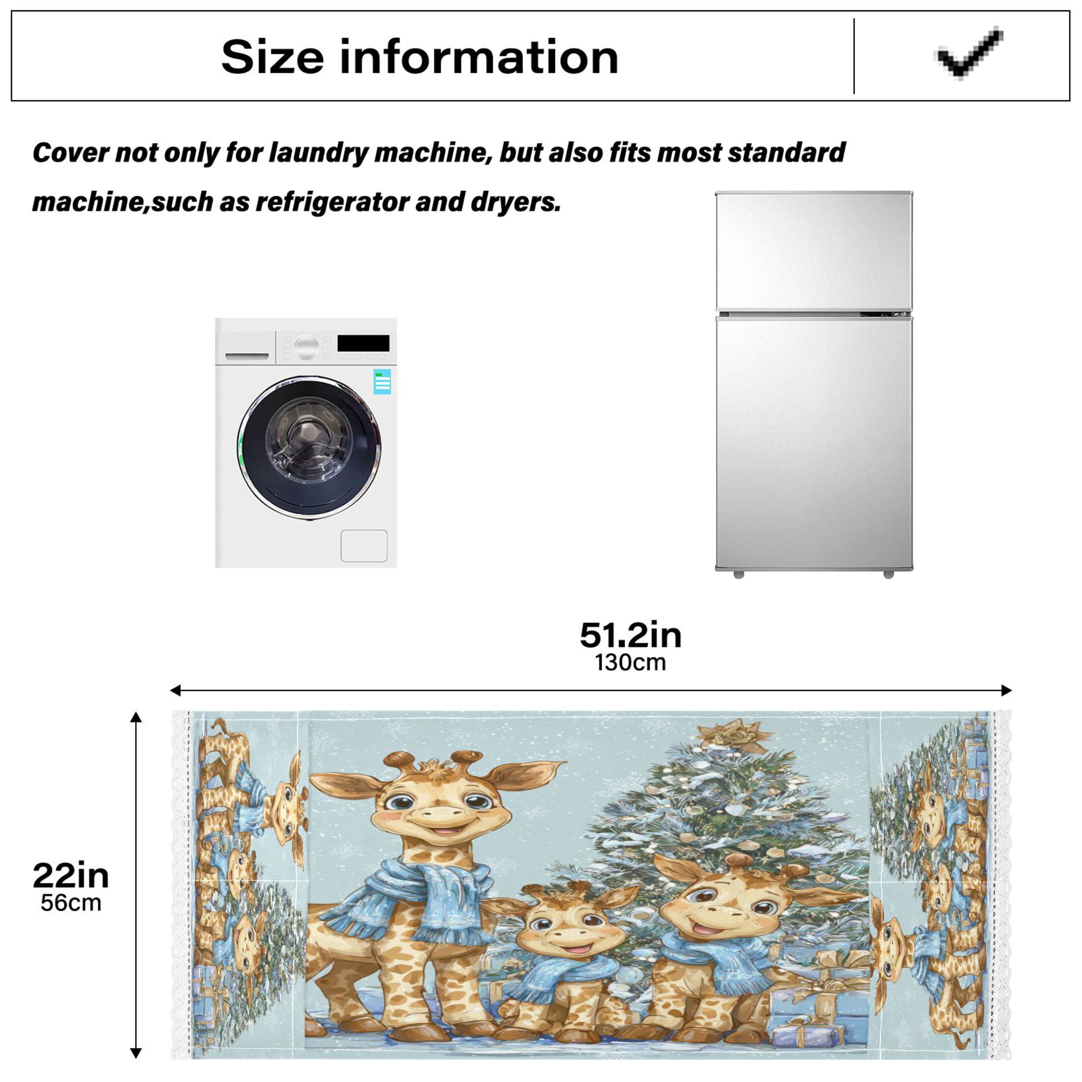 Wobogo Giraffe Family Washing Machine Cover Dustproof Washer Dryer Cover Waterproof Laundry Room Decorative Protector