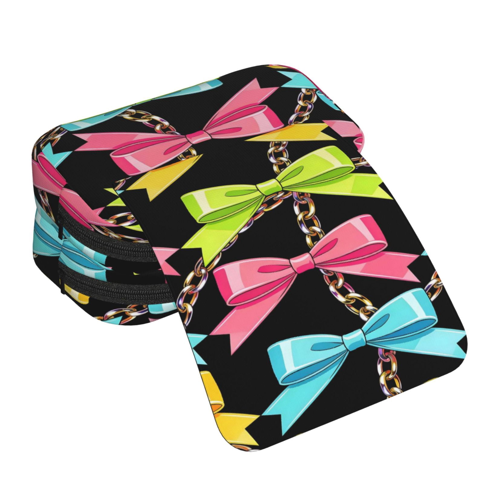 Large-Capacity Flip-Top Double-Layer Pencil Case, Multi-Functional Pocket Pen Case, Durable Stationery Organizer Colorful Bow Chain
