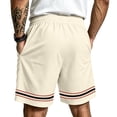 thumbnail image 5 of Hurxie Mens Athletic Gym Shorts 5/5.5 Inch Cotton Casual Shorts Elastic Waist Joggers Sports Sweat Shorts with Pockets Beige,2XL, 5 of 6