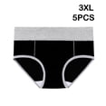 thumbnail image 3 of Jumpingount 5 piezas de ropa interior de mujer de cintura alta sin costuras, bragas simples, cintura elástica, calzoncillos, abertura de pierna Ropa interior Negro 3XL, 3 of 6