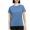 thumbnail image 3 of QATAINLAV Women's Short Sleeve T-Shirts Quick Dry Athletic Running Workout Tees Shirts Summer Training Yoga Rash Guard Tops Light Blue XL Today's Lightning Sales, 3 of 7