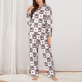 thumbnail image 2 of KLL Gnomes and Hearts Print Women's Long Sleeve Pajamas with Pants Sleepwear Loungewear 2 Set-Large, 2 of 7