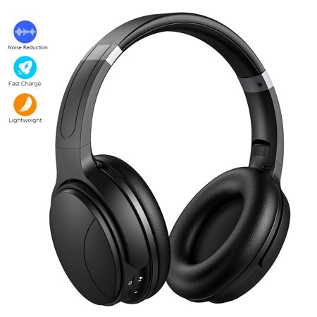 AEWLYLI Noise Cancelling Headphones,Wireless Bluetooth over Ear Headphones with Microphone for Travel/Work - Q8, Black