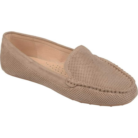 

Women s Journee Collection Halsey Moc Toe Perforated Loafer Taupe Perforated Faux Suede 11 M