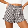 thumbnail image 3 of Tumotour Summer Board Shorts for Women'S Ruffled High Waist Plaid Athletic Workout Shorts Wide-Leg Pants Side Pockets, 3 of 7