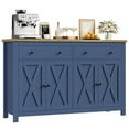 thumbnail image 3 of Homfa 55.1W'' 4-Doors 2-Drawers Farmhouse Storage Cabinet, Wood Sideboard with Adjustable Shelves for Kitchen Dining Room, Blue, 3 of 7
