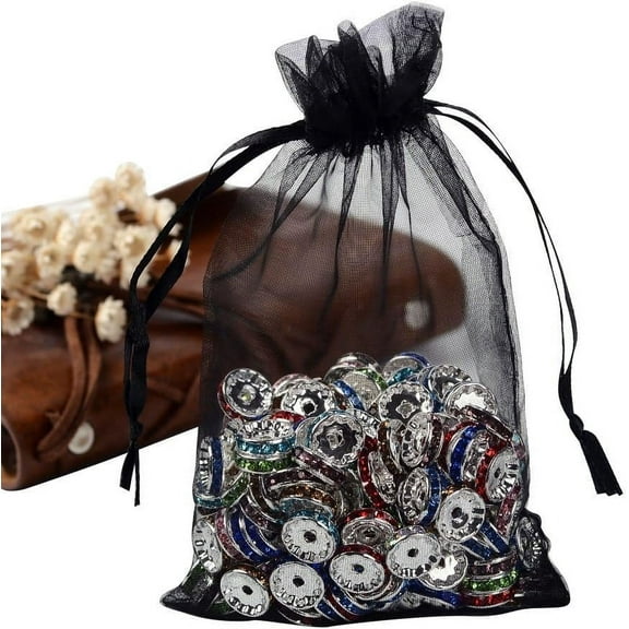 Organza Gift Bags with Drawstring Wedding Party Christmas Favor Gift Bags Organza Pouches for Potpourri Black 15x10cm