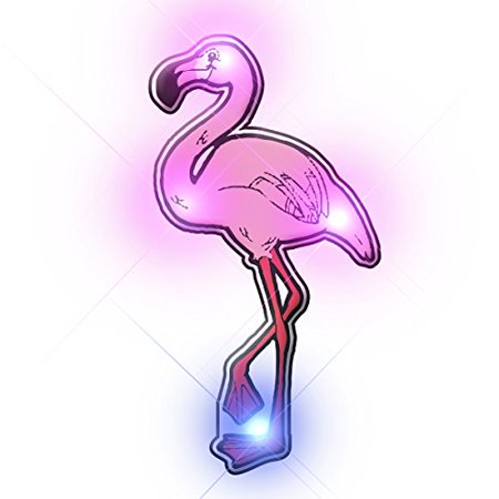 Light Up Pink Flamingo Flashing Blinking LED Body Light Lapel Pins (25