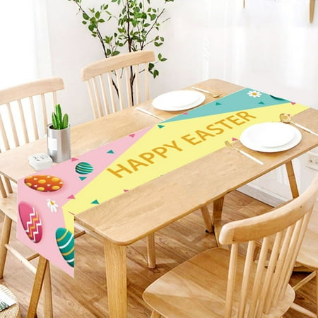 

NIUREDLTD Home Decoration Easter Table Flag Holiday Bunny Egg Little Printed Vintage Easter Decor Linen Tablecloth Easter Home Decorations