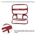 thumbnail image 3 of Uxcell 8.3"x5.9"x3.5" Clear Toiletry Makeup Cosmetic Bag with Zipper Handle, Dark Red, 3 of 5