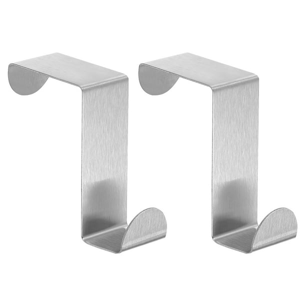Ganchos para Puerta, 2 piezas - Ganchos de Puerta de Acero Inoxidable, Ganchos Dobles en Forma de S para Colgar Ropa (Plata)